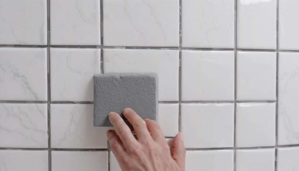 adding grout between tiles