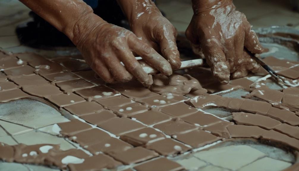wet clay ceramic tile technique